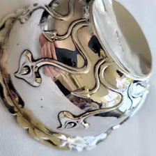 Art Nouveau Silver Plated Bowl: Embossed Floral Design, Made in England. No.DS035