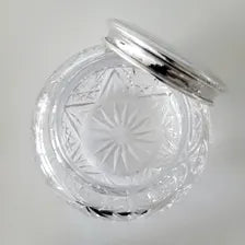 Vintage Sterling Silver & Cut Crystal Vanity Jar: Art Deco Powder Jar No.SS090