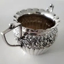 Antique Sterling Silver Sugar Bowl: Edwardian Repoussé Floral Design, Birmingham 1901 No.SS096