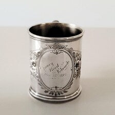 19th Century Sterling Silver Baby Cup: Whiting Mfg. Floral Engraving, 1883. No.SS086
