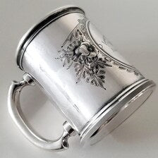 19th Century Sterling Silver Baby Cup: Whiting Mfg. Floral Engraving, 1883. No.SS086
