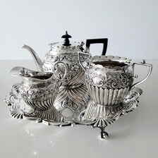Antique Sterling Silver Cream Jug: 1808 George III London, Hand-Engraved Floral No.SS095
