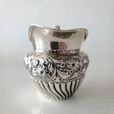 Victorian Sterling Silver Cream Jug: Rococo Floral Repoussé, Birmingham 1889 No.SS098
