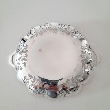 Vintage Silver Plated Pierced Bowl: Ornate Floral Engraving, E.P.C.   No.DS044