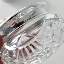 Vintage Birks Sterling Silver & Cut Crystal Vanity Jar: Art Deco Powder Jar No.SS089