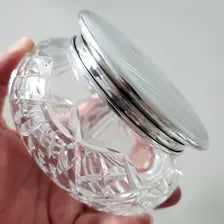 Vintage Birks Sterling Silver & Cut Crystal Vanity Jar: Art Deco Powder Jar No.SS089