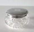 Vintage Birks Sterling Silver & Cut Crystal Vanity Jar: Art Deco Powder Jar No.SS089
