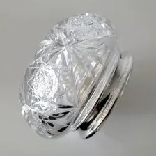 Vintage Sterling Silver & Cut Crystal Vanity Jar: Art Deco Powder Jar No.SS090