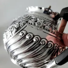 Antique Sterling Silver Teapot: 1896 Victorian Floral Repoussé, George Maudsley Jackson No.SS094