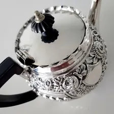 Antique Sterling Silver Teapot: 1896 Victorian Floral Repoussé, George Maudsley Jackson No.SS094