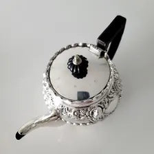 Antique Sterling Silver Teapot: 1896 Victorian Floral Repoussé, George Maudsley Jackson No.SS094