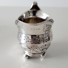 Antique Sterling Silver Cream Jug: 1808 George III London, Hand-Engraved Floral No.SS095