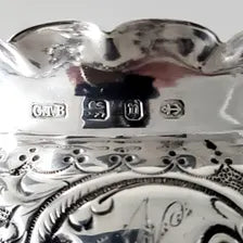 Antique Sterling Silver Sugar Bowl: Edwardian Repoussé Floral Design, Birmingham 1901 No.SS096