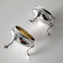 Georgian 1792 London Sterling Silver Salt Cellars, Pair by Peter & Ann Bateman, Gilt Interior, 88g  No.SS103