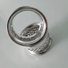 Antique Sterling Silver Napkin Rings, Pair, Birmingham 1903, A.S Maker, Pierced Lattice Design, 42g  No.SS105