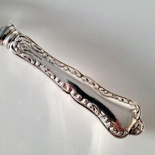 Birks Sterling Silver Carving Set – 3 Piece Roast Knife, Sharpening Steel & Fork, Ornate Pattern Handles   No.SS106