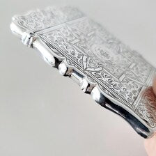 Victorian Sterling Silver Card Case: 1899 Birmingham Arabesque Engraved No.SS100