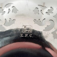 Vintage Silver Plated Pierced Bowl: Ornate Floral Engraving, E.P.C.   No.DS044