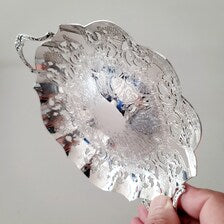 Vintage Silver Plated Pierced Bowl: Ornate Floral Engraving, E.P.C.   No.DS044