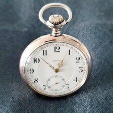 Zenith Swiss 800 Silver Pocket Watch, 15 Jewels, Grand Prix Paris 1900, Serviced 2025, 53mm, with Chain  No.SS108