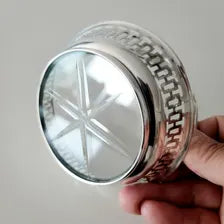 Watson Sterling Silver Basket with Cut Glass, Pierced Design, 1910s Bonbon Dish -86g,Diameter 10.5cm No:SS113