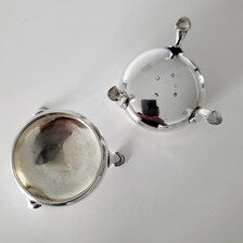 Georgian 1792 London Sterling Silver Salt Cellars, Pair by Peter & Ann Bateman, Gilt Interior, 88g  No.SS103