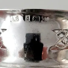 Antique Sterling Silver Napkin Rings, Pair, Birmingham 1903, A.S Maker, Pierced Lattice Design, 42g  No.SS105