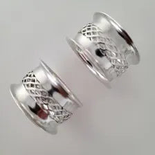 Antique Sterling Silver Napkin Rings, Pair, Birmingham 1903, A.S Maker, Pierced Lattice Design, 42g  No.SS105