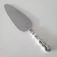 Birks Sterling Silver Handle Cake Server with Stainless Blade, Ornate Rococo Pattern, Canadian Antique  No.SS112