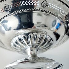 Birks Sterling Silver Pedestal Dish, Pierced Floral Pattern, Rope Edge, 18.8 cm, c.1930s–1940s, No. SS115