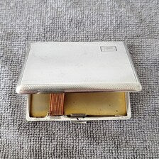 1926 London Sterling Silver Cigarette Case, Engine-Turned Pattern, Gilded Interior, S.J.P Maker, 88g Art Deco English Silver  No.SS118