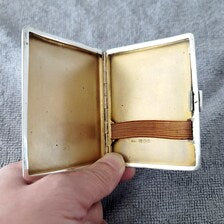 1926 London Sterling Silver Cigarette Case, Engine-Turned Pattern, Gilded Interior, S.J.P Maker, 88g Art Deco English Silver  No.SS118