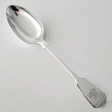 1867 Exeter Sterling Silver Table Spoon, 77g, 23cm — James & Josiah Williams, Rare Exeter Hallmark, Victorian Fiddle Pattern  No.SS119