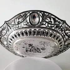 Antique German 800 Silver Dish, Hanau c.1890, Neresheimer, Repoussé Cherub & Pierced Rococo Design, 333g No.SS121