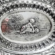 Antique German 800 Silver Dish, Hanau c.1890, Neresheimer, Repoussé Cherub & Pierced Rococo Design, 333g No.SS121