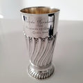 London 1886 Antique Sterling Silver Presentation Cup, 263g,C.S. Harris & Sons, Victorian Spiral-Fluted Goblet, Queen Victoria Mark. No.SS122