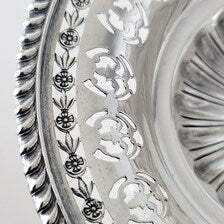 Birks Sterling Silver Pedestal Compote Dish, Pierced Floral Border, Pattern No.62/15, c.1940s – 176g, 16.7cm No.SS116