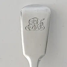 1867 Exeter Sterling Silver Table Spoon, 77g, 23cm — James & Josiah Williams, Rare Exeter Hallmark, Victorian Fiddle Pattern  No.SS119