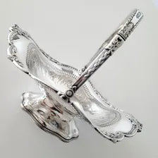 Antique James Dixon & Sons Silver Plated Basket, Royal Appointed Sheffield Silversmith, Pierced Engraved Rococo Handle Dish, c.1880sNo.DS059