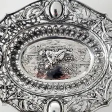 Antique German 800 Silver Dish, Hanau c.1890, Neresheimer, Repoussé Cherub & Pierced Rococo Design, 333g No.SS121