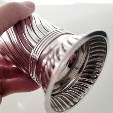 London 1886 Antique Sterling Silver Presentation Cup, 263g,C.S. Harris & Sons, Victorian Spiral-Fluted Goblet, Queen Victoria Mark. No.SS122