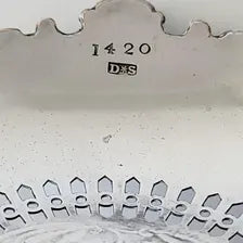 Antique James Dixon & Sons Silver Plated Basket, Royal Appointed Sheffield Silversmith, Pierced Engraved Rococo Handle Dish, c.1880sNo.DS059
