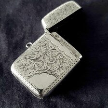 1904 Birmingham Sterling Silver Vesta Case · J & C · Hand-Engraved Floral Design · 23g No.SS131