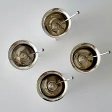 1901 Mappin & Webb Sterling Silver Salt Cellars Set w/ Spoons • London Hallmarks • Victorian–Edwardian Era • Original Case No.SS136