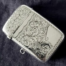 1904 Birmingham Sterling Silver Vesta Case · J & C · Hand-Engraved Floral Design · 23g No.SS131