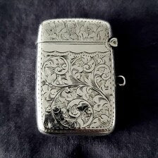 1904 Birmingham Sterling Silver Vesta Case · J & C · Hand-Engraved Floral Design · 23g No.SS131