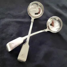 1884 Edinburgh Sterling Ladles & 1930 Birmingham Gravy Boats • Antique Silver Set  No.SS137