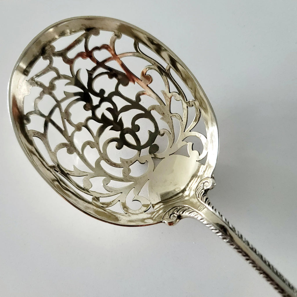1910 Edwardian Fully Gilt Sterling Silver Pierced Sugar Sifters, John Round & Son Ltd, London, 138g — No.SS124