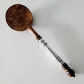 Antique Russian 84 Silver , Nicolay Kemper St. Petersburg c.1896–1908, Hand-Engraved  Rare Silver-Mounted Burlwood Spoon No.SS125