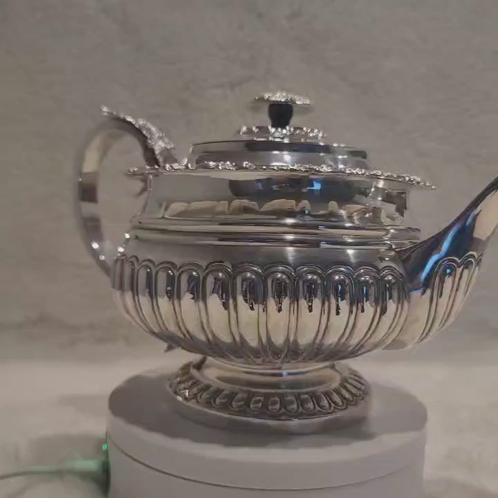 1798 London Georgian Sterling Silver Teapot with 1915 Sugar & Creamer Set – Rare Antique Tea Service  No.SS029